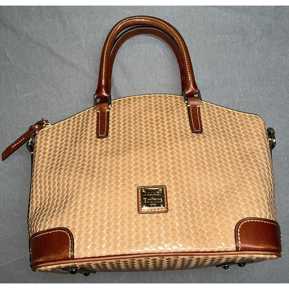 Dooney & Bourke Beacon Woven Italian Leather Satchel With Dust Bag